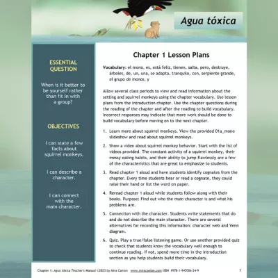 Agua tóxica Teacher's Manual & Audiobook image #1